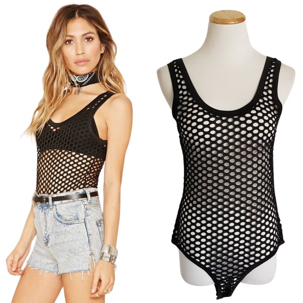 Forever 21 Mesh Cutout Bodysuit